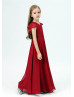 Red Chiffon Cross Back Awesome Junior Bridesmaid Dress